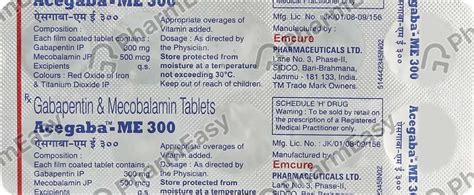 Acegaba Me 300mg Strip Of 10 Tablets: Uses, Side Effects, Price ...