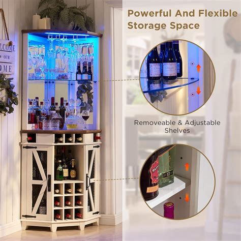 OKD Farmhouse Wine Bar Cabinet with LED Lights, Glass India | Ubuy