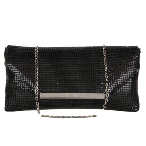 Buy Lino Perros Black Polyester Clutch Online
