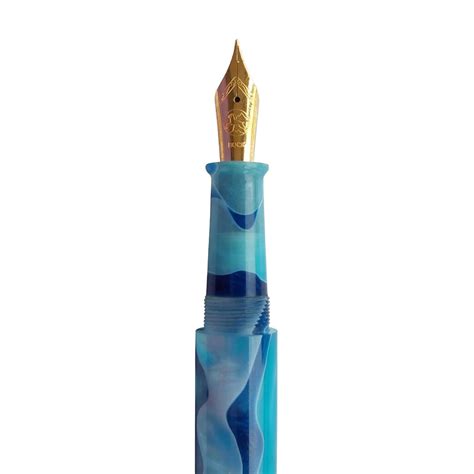 Ranga Pens Model 4C Regular Acrylic Fountain Pen, Aqua Blue - Steel Ni ...