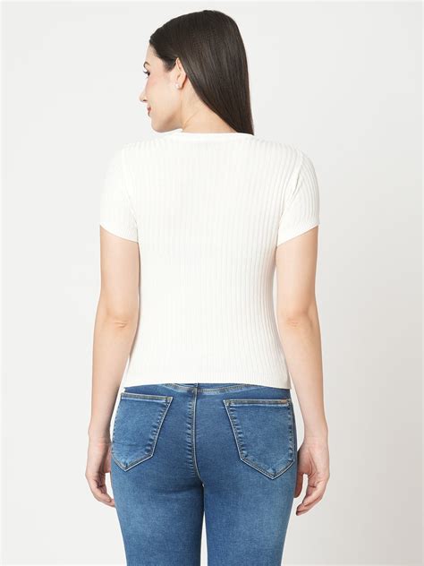 Buy Women White Flat Knit Top | Kraus Jeans