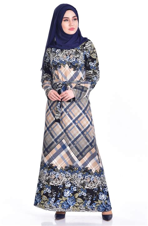 Navy Blue Hijab Dress 5147-02 | Sefamerve