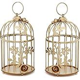 Buy SIRAAJ&SONS™ White Color Metal Bird cage Tea Light Holder Flower ...