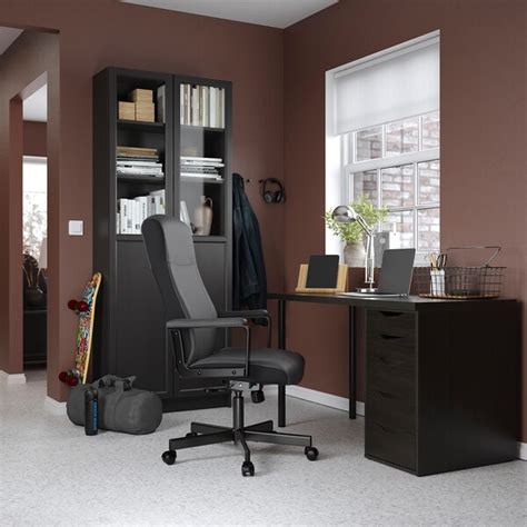 LAGKAPTEN / ALEX desk, black-brown/black, 120x60 cm (471/4x235/8") - IKEA