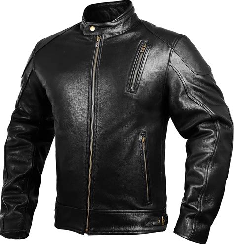 Buy Mens Leather Motorcycle Jackets Black Moto Riding Motorbike Racing ...
