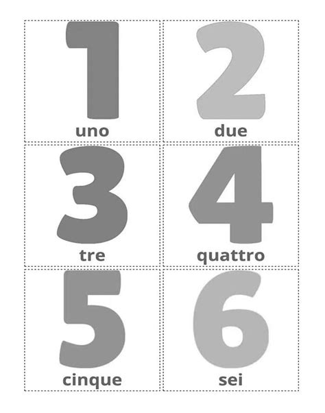 Image result for Printable Italian Numbers