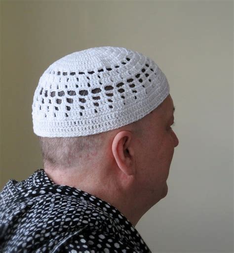 Muslim Hat Men's Crochet Beanie for Men Big Size Hat Knit Beanie White ...