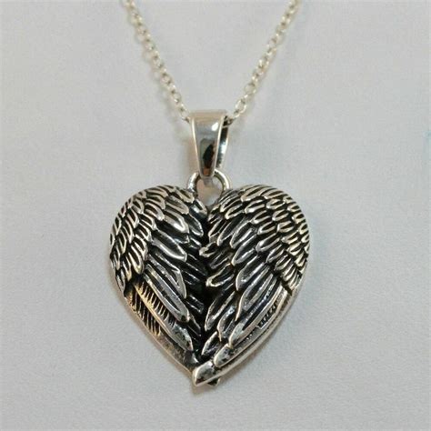 Angel Wings Heart Necklace - 925 Sterling Silver - Pendant Wing Memorial Love | eBay