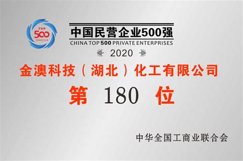 2020年中国民营企业500强第180位_金澳科技(湖北)化工有限公司