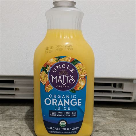 organic orange juice with vit D+calcium+zinc from Uncle Matt's Organic ...