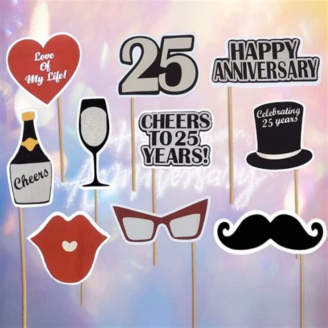 Partywala 25th Anniversary Theme Stick Props Set of 10 : Amazon.in ...