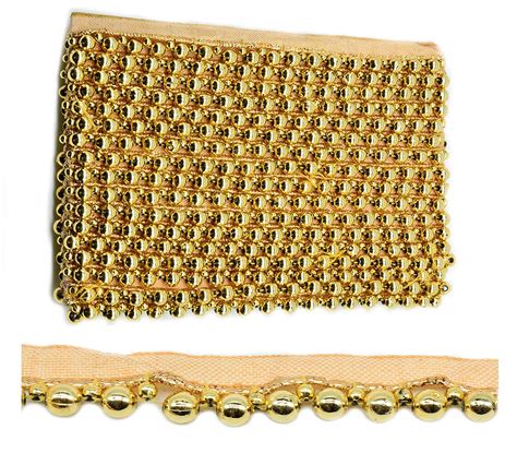 Goelx Golden Moti Bead Lace Border Supreme Quality for Dresses, Sarees ...