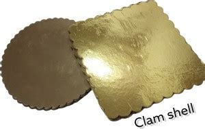 CLAM SHELL 8" SQUARE & 8" ROUND CAKE BASE GOLD LAMINATION PACK OF 20 ...