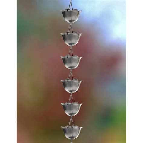 Monarch Rain Chains 8.5-ft Pewter Flower Rain Chains 18023 at Lowes.com