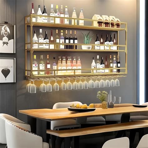 Amazon.com: PIKYsailed Metal Wine Rack Wall Mounted, Bar Shelves Wall ...