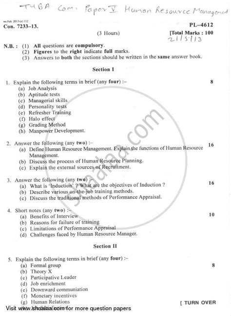 Human Resource Management 2012-2013 BA Commerce (IDOL) (Correspondence ...