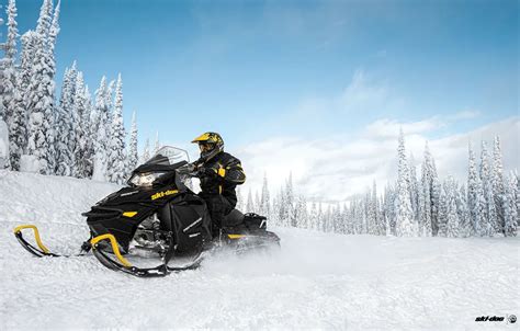 Wallpaper The sky, Trees, Snow, Forest, Black, Snowmobile, Snowmobile ...