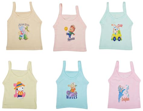 Buy KUCHIPOO Baby Girl Vest Spaghetti Slips Pack of 6 (Multi-Colour, 2 ...