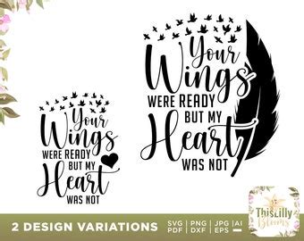 Buy Memorial Angel Wings Svg Your Wings Were Ready but My Heart Online ...