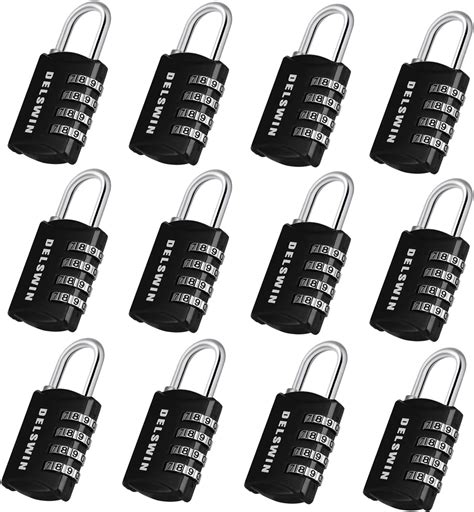 DELSWIN Combination-Padlock 4-Digit-Gym-Locker-Lock - 12 PCS Resettable ...