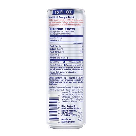 Red Bull Nutrition Label 16 Oz | Besto Blog