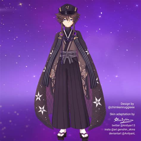 Shikanoin Heizou Fanon design | Skin drawing, Character design ...