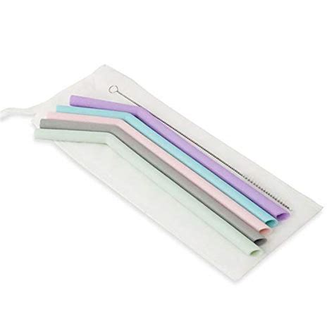 HASTHIP® 5Pcs Silicone Drinking Straws, 9.8inch Reusable Silicon Straws ...