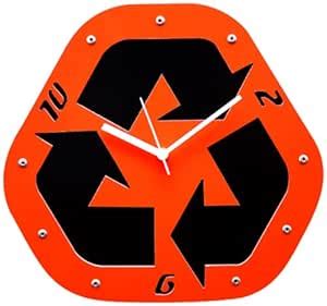 Buy Basement Bazaar Recycle Design Wooden Wall Clock (Orange) Online at ...