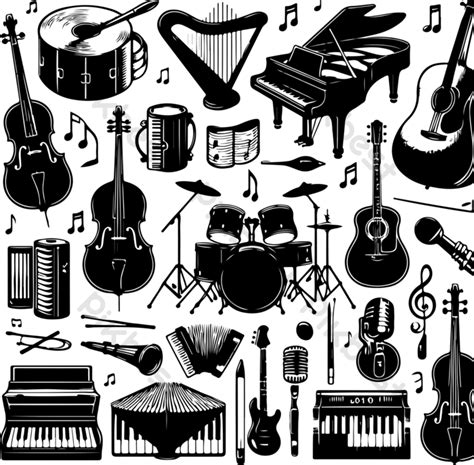 Image result for Music Instruments Black and White