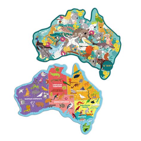 Set of 2 Australian Shaped Puzzles - Kmart