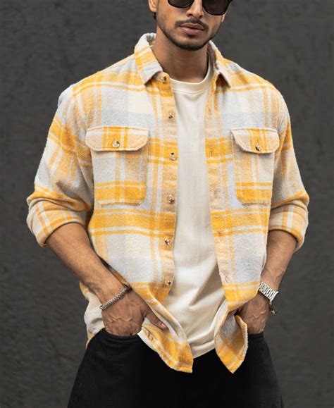 Mustard And Off-White Checks Regular Fit Full Sleeves Shirt – Powerlook