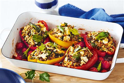 Greek-style stuffed capsicums recipe
