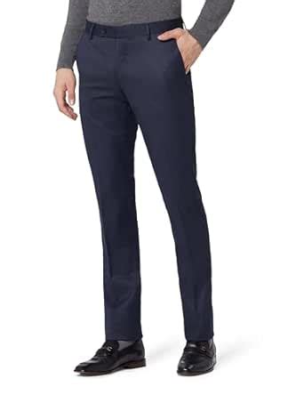 Buy Arrow Men's Blue Textured Mid Rise Polyester Button Tapered Fit ...