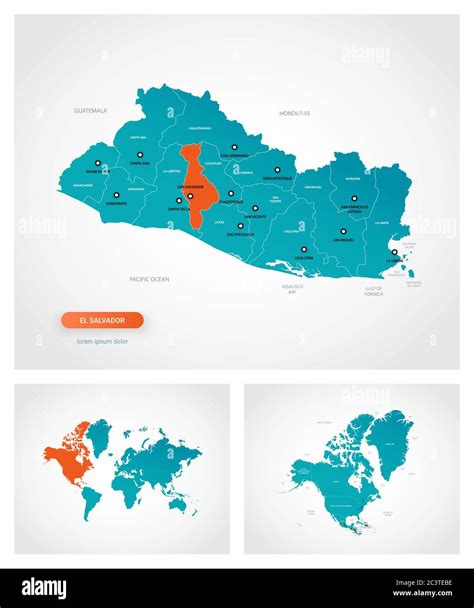 Editable template of map of El Salvador with marks. El Salvador on ...