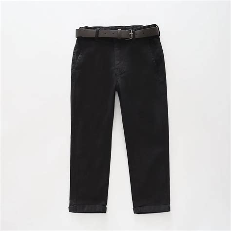 Black Chino Pants with Black Belt - Ollies Place