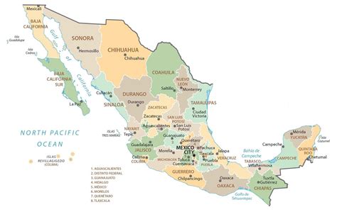 Mexico Political Map With Cities Towns Large Scale Detailed Free