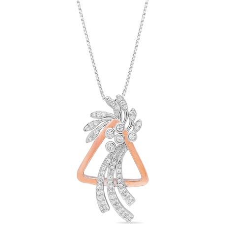 Abstract Triangle Floral CZ 925 Sterling Silver Pendant Chain – Zavya