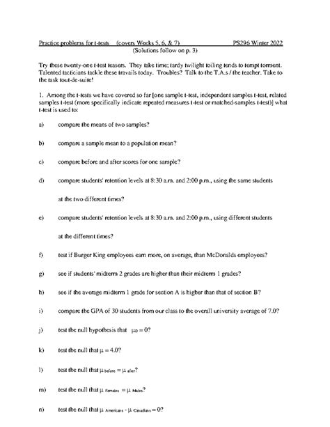 T-Test Example Problems 的图像结果