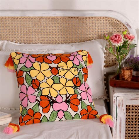 Embroidered Floral Accent Pillow Cover - Add a Floral Touch to Your De