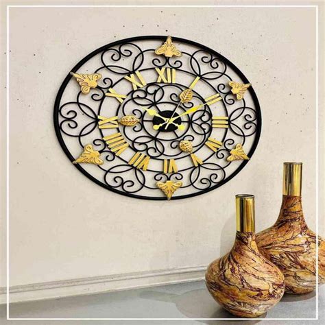 ANTIQUE BLACK GOLDEN CAMBER TRINKET WALL CLOCK – SUREKH DECOR