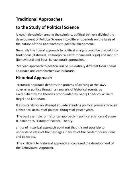 Traditional Approaches to the study of Political science - Traditional ...