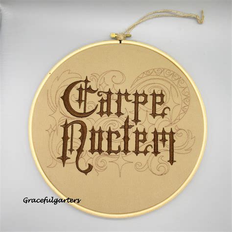 Carpe Noctem Seize The Night Embroidered Wooden Hoop 22cm – GracefulGarters