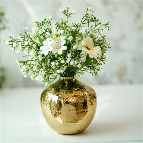 Hammered Metal Flower Vase | Gold – Behoma