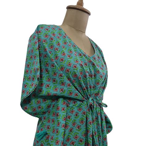 Buy Green Pink Floral Print Cotton Kaftan Online – TradeUNO Fabrics