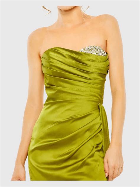Strapless Embellished Sweetheart Neckline Satin Gown – The Designer ...