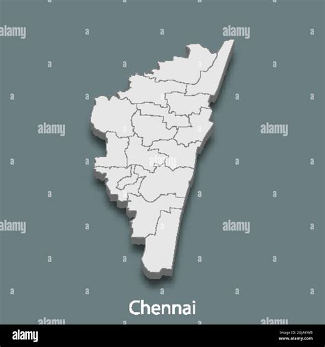 3d isometric map of Chennai is a city of India, vector illustration ...