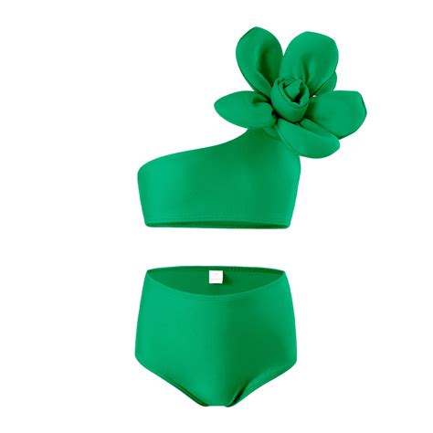 Little Girls Bikinis 2 Piece Sport Soild Flowers Swimwear Bathing Suit ...