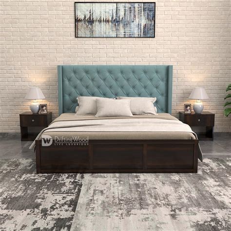DRIFTINGWOOD Maya Solid Sheesham Wood Queen Size Bed with Storage ...