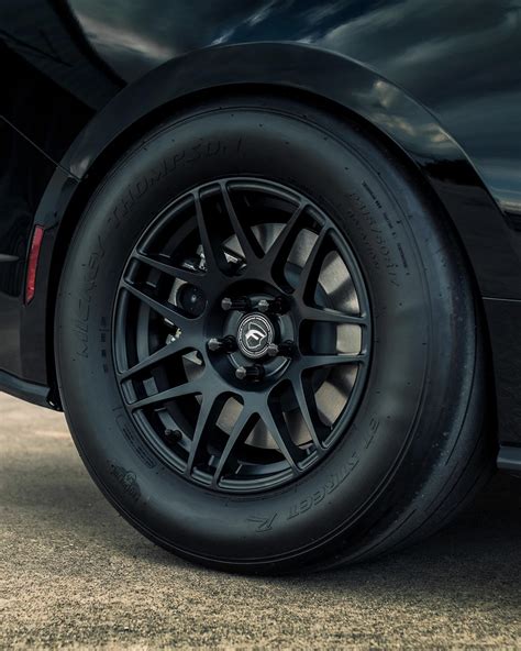 2024+ Mustang GT 5.0L S650 with Forgestar F14 18x5 Front Runners & 17x10 Rear Satin Black Drag ...