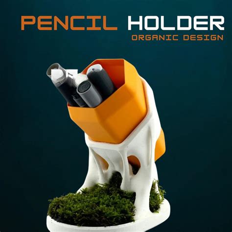 3D Printed Pencil Holder and Desk Organizer With Moss for Office Decor ...